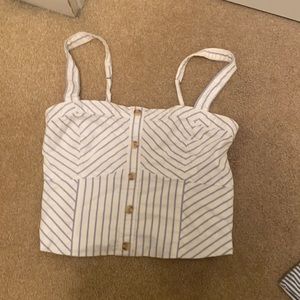 crop top blue and white striped
